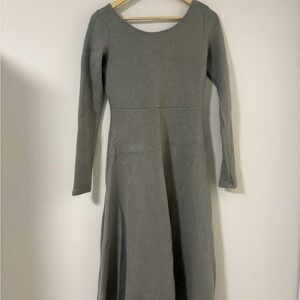 Chic Long Sleeve Muted Green Dress